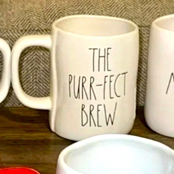 NWT Rae Dunn “The Purr-fect Brew” Cat Ceramic Double Sided Coffee/Tea Mug/Cup - Picture 1 of 3